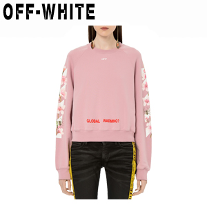 OFF WHITE 오프화이트 핑크 디아고 크롭 크루넥 여성용