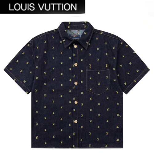 LOUIS VUITTON-071510 루이비통 다크 네이비 LV 시그니처 디테일 데님 셔츠 남여공용