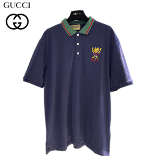 GUCCI-072710 구찌 네이비 아플레케 장식 폴로 티셔츠 남성용