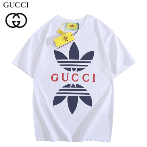 GUCCI-071210 구찌 화이트 아디다스 x 구찌 프린트 장식 티셔츠 남성용