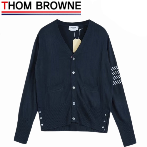 THOM BROWNE-10156 톰 브라운 네이비 캐시미어 프린트 장식 가디건 남여공용