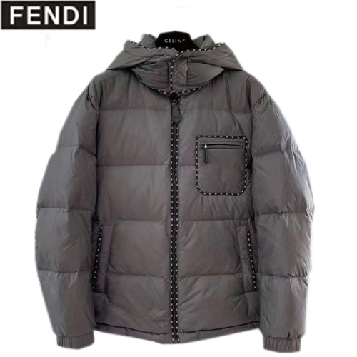 FENDI-12136 펜디 차콜 그레이 FF 스트라이프 장식 패딩 남성용