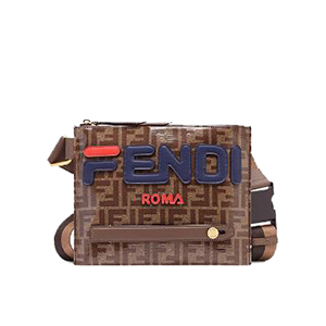 [스페셜오더]FENDI-7VA437 펜디 브라운 FF 페브릭 Fendi Mania 레터링 장식 메신저백