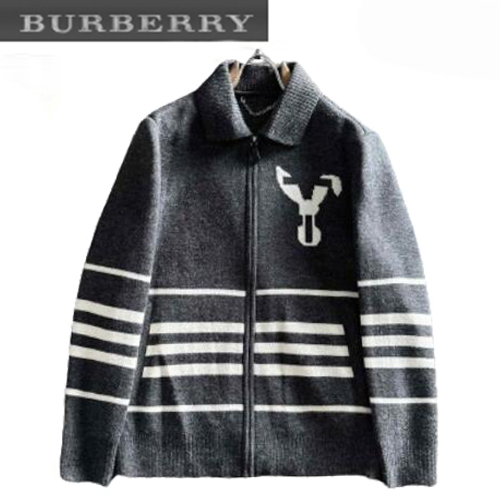 BURBERRY-012614 버버리 다크 그레이 스트라이프 장식 가디건 남성용