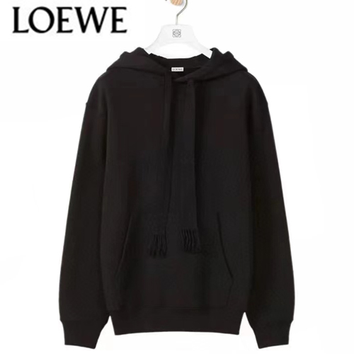 LOEWE-081012 로에베 블랙 아플리케 장식 후드 티셔츠 남여공용