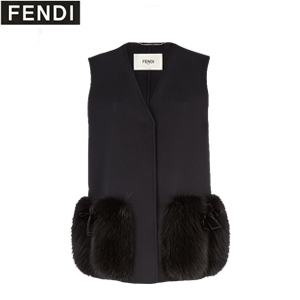 [스페셜오더]FENDI-FF8523 펜디 블랙 울 폭스 퍼 장식 베스트