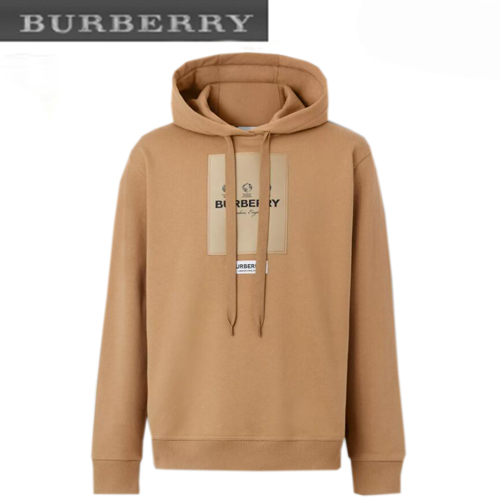 BURBERRY-80575311 버버리 카멜 라벨 아플리케 코튼 후디 남여공용