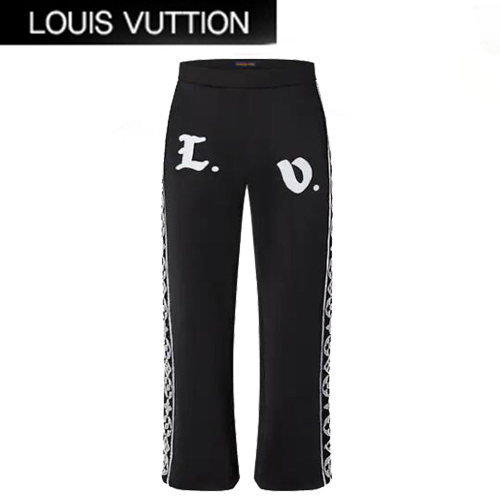 LOUIS VUITTON-1A978P 루이비통 블랙 LV 플라워 밴드 트랙 팬츠