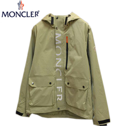 MONCLER-07259 몽클레어 베이지 나일론 MONCLER 프린트 장식 바람막이 후드 쟈켓 남성용