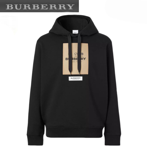 BURBERRY-80571001 버버리 블랙 라벨 아플리케 코튼 후디 남여공용