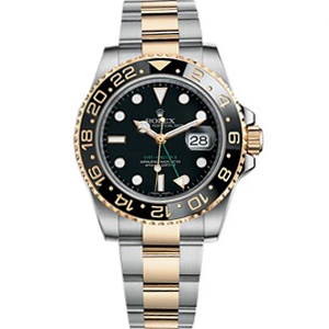 [스페셜오더]ROLEX-롤렉스 오이스터 퍼페츄얼 GMT-마스타 II 옐로우 골드 블랙 다이얼 와치 40mm 