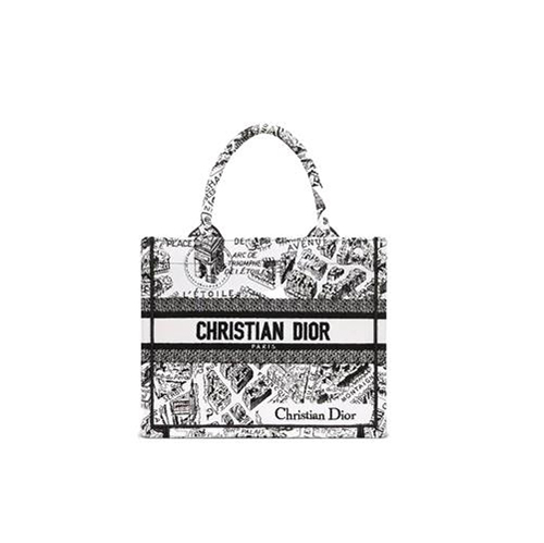 [스페셜오더]DIOR-M1265Z 디올 화이트/블랙 Plan de Paris 자수 BOOK TOTE 스몰 토트 백 26CM