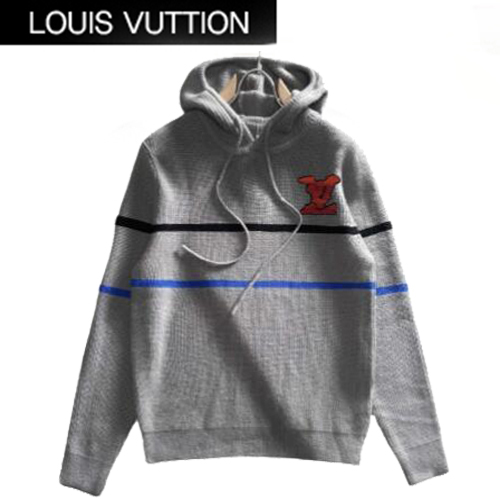 LOUIS VUITTON-011219 루이비통 그레이 스트라이프 장식 후드 스웨터 남성용