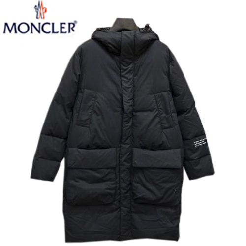 MONCLER-09301 몽클레어 블랙 나일론 프린트 장식 롱 패딩 남성용