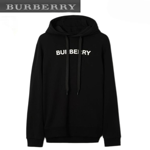 BURBERRY-80553181 버버리 블랙 로고 프린트 코튼 후디 남여공용