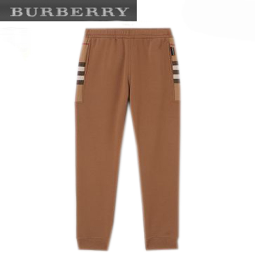 BURBERRY-80590661 버버리 카멜 체크 패널 코튼 조깅 팬츠 남성용