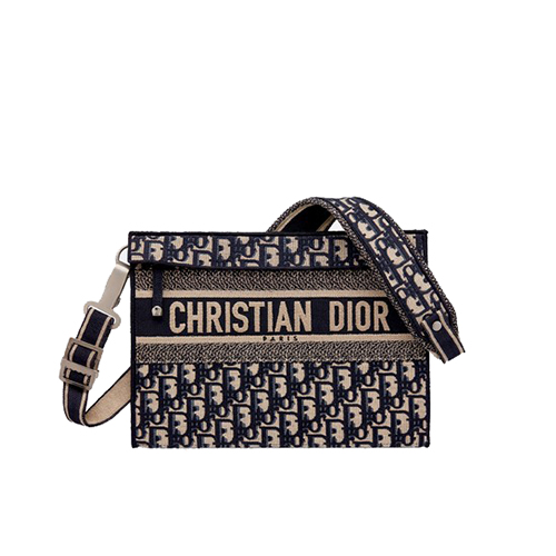 DIOR-M1292 디올 네이비 자수 장식 패브릭 클러치백