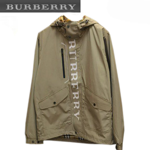 BURBERRY-07259 버버리 베이지 나일론 프린트 장식 야광 바람막이 후드 쟈켓 남성용