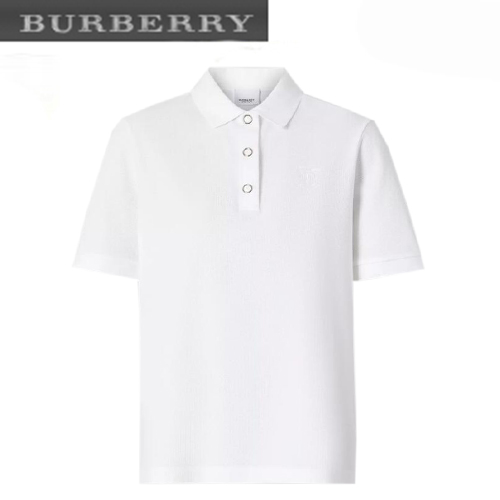 BURBERRY-80171531 버버리 화이트 모노그램 모티프 코튼 피케 폴로셔츠