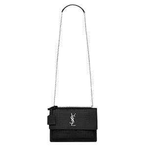 [스페셜오더]SAINT LAURENT-442906 생 로랑 은장 크로커다일 무늬 블랙 샤이니 가죽 미디엄 선셋 모노그램 생 로랑 백 