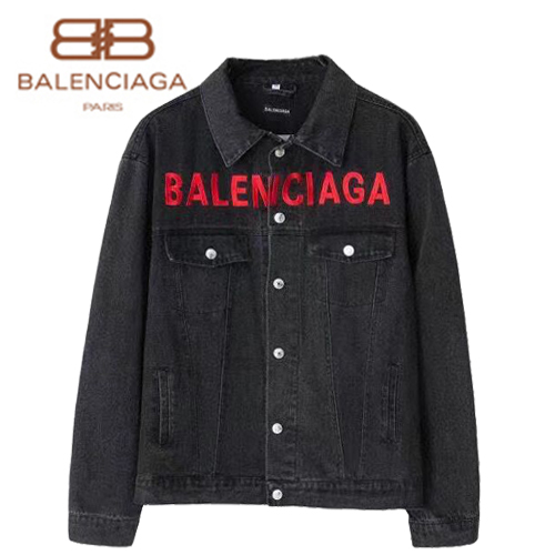 BALENCIA**-03132 발렌시아가 블랙 BALENCIAGA 아플리케 장식 데님 셔츠 남여공용