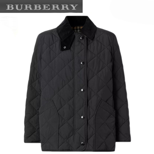 BURBERRY-80217511 버버리 블랙 다이아몬드 퀼팅 반 재킷