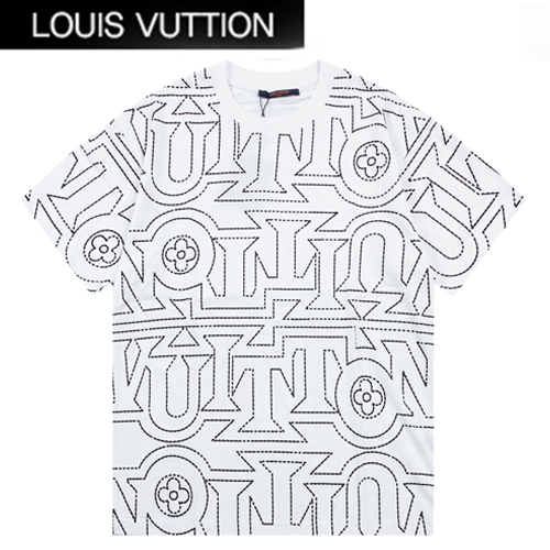 LOUIS VUITTON-07024 루이비통 화이트 프린트 장식 티셔츠 남여공용