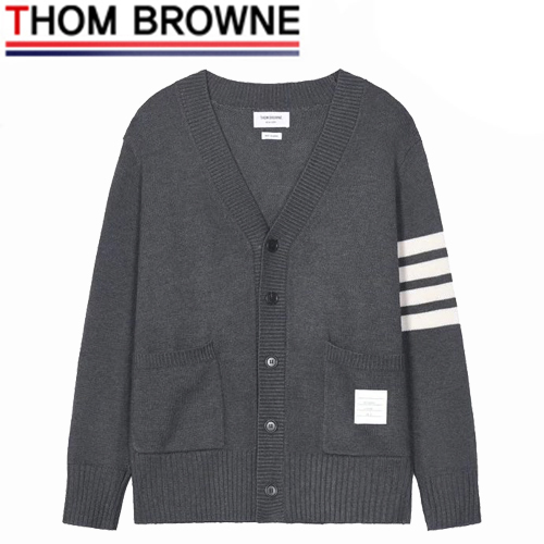 THOM BROWNE-08314 톰 브라운 차콜 그레이 스트라이프 장식 가디건 남여공용