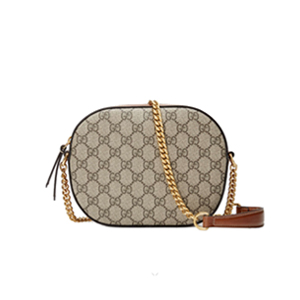 GUCCI-409535 8526 구찌 체인 숄더 스트랩 GG 수프림 캔버스 콤팩트 백 브라운