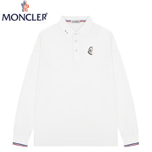 MONCLER-03125 몽클레어 화이트 코튼 긴팔 폴로 티셔츠 남성용