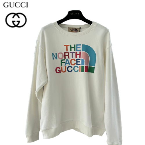 GUCCI-10195 구찌 화이트 구찌 X 노스페이스 콜라보 프린트 장식 스웨트셔츠 남여공용