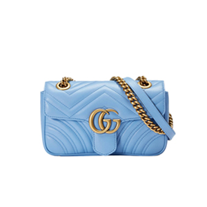 [스페셜오더]GUCCI-446744 4338 구찌 GG Marmont 미니 소프트 스트럭처드 체인 숄더백 라이트 블루 