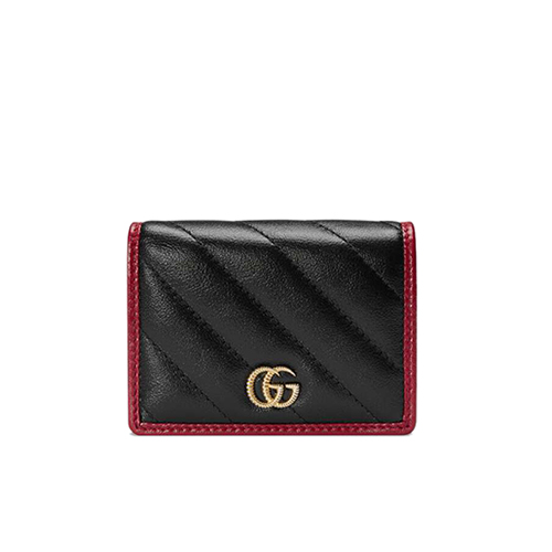 [스페셜오더]GUCCI-573811 8277 구찌 GG 마몽 블랙 사선형 마틀라세 가죽 카드 케이스