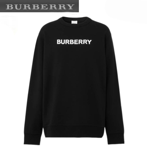 BURBERRY-80553121 버버리 블랙 로고 프린트 코튼 스웨트셔츠 남여공용