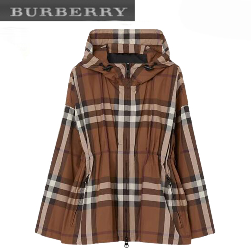 BURBERRY-80498041 버버리 브라운 체크 라이트 쇼트 파카 여성용