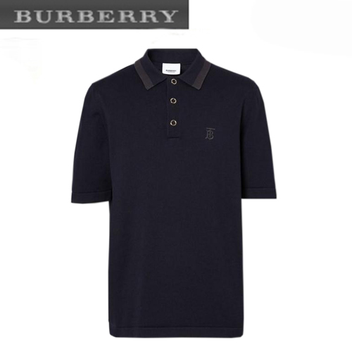 BURBERRY-80169701 버버리 네이비 모노그램 모티프 코튼 폴로 셔츠