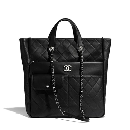 [스페셜오더]CHANEL-AS1299 샤넬 블랙 카프스킨 실버메탈 라지 지퍼 쇼핑백