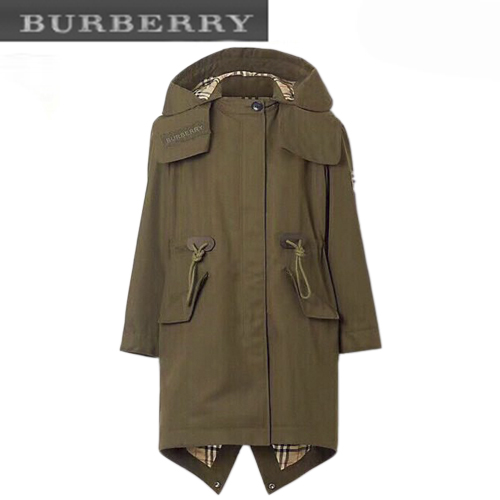 BURBERRY-08046 버버리 카키 테크니컬 코튼 후드 파카 여성용