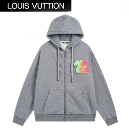 LOUIS VUITTON-07298 루이비통 그레이 아플리케 장식 후드 재킷 남여공용