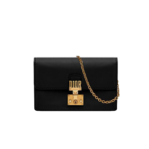 DIOR-S2012 디올 블랙 송아지 가죽 DIORADDICT WALLET ON CHAIN 클러치 백