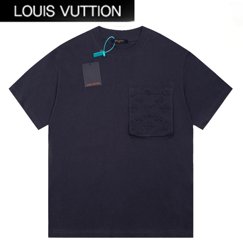 LOUIS VUITTON-07028 루이비통 네이비 모노그램 디테일 티셔츠 남여공용