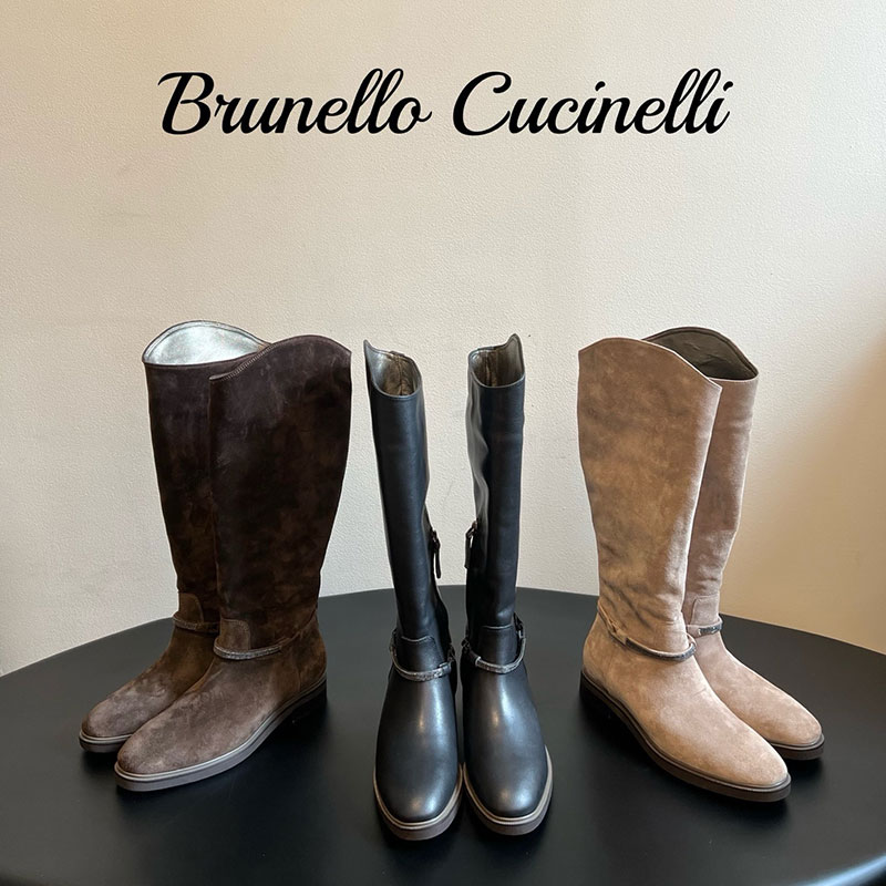 BRUNELLO CUCINELLI-09032 브루넬로 쿠치넬리 2026 초가을 새 리본 V넥 하이 부츠