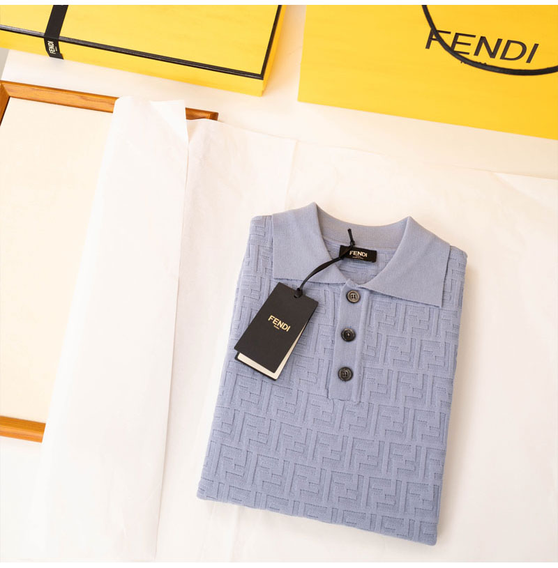 FENDI-530460280 펜디 2026SS 남성용 블루 폴로 셔츠