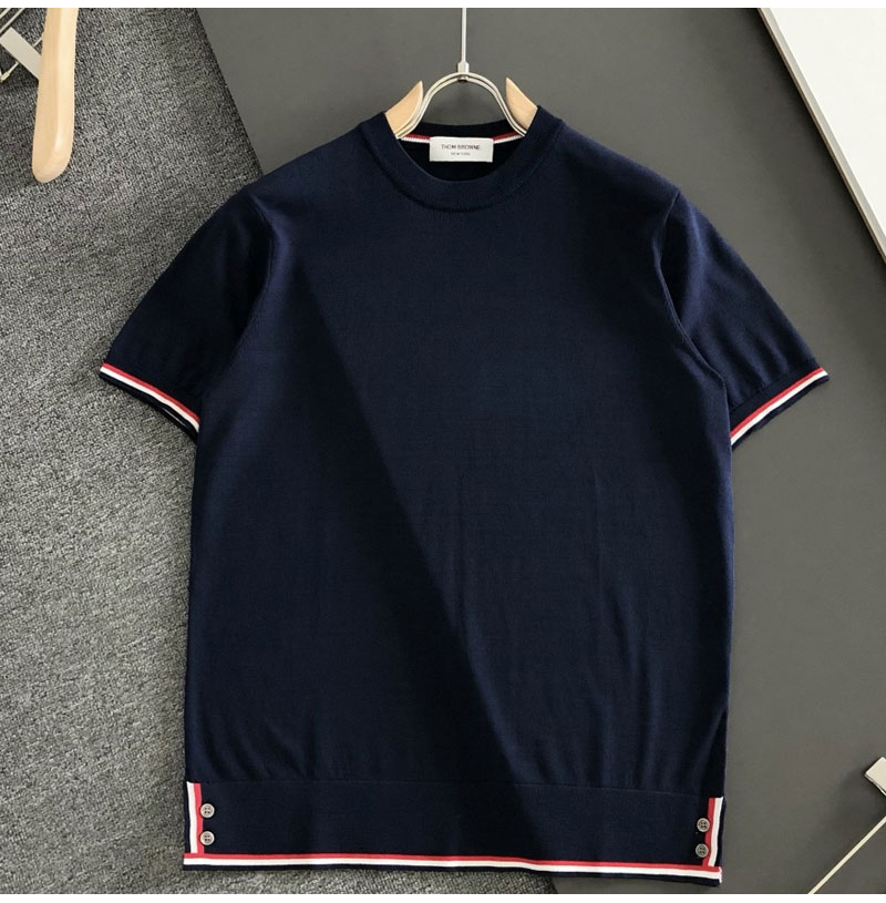 THOM BROWNE-04072 톰브라운 2026 NEW 남성용 니티드 크루넥 반팔 티셔츠(2컬러)