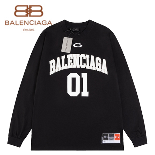 BALENCIAGA-12171 발렌시아가 블랙 프린트 장식 긴팔 티셔츠 남여공용