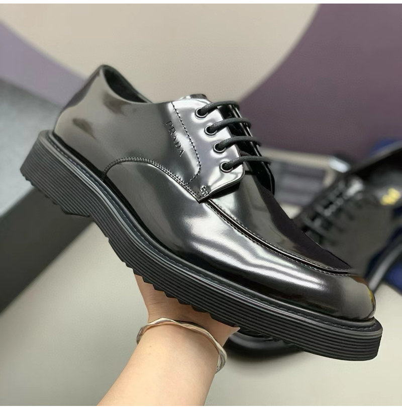 PRADA-2WE383 프라다  가죽 레이스업 구두 블랙 남성용